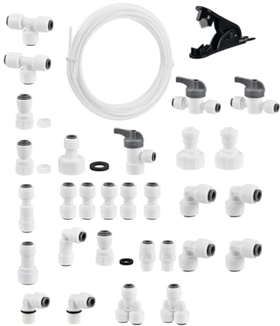 Zeiwohndc Essential - Juego de conexión de agua para refrigerador, 10 m, conectores de manguera de agua, juego de tubos de 10 m para refrigeradores lado a lado, kit de suministro de refrigerador para