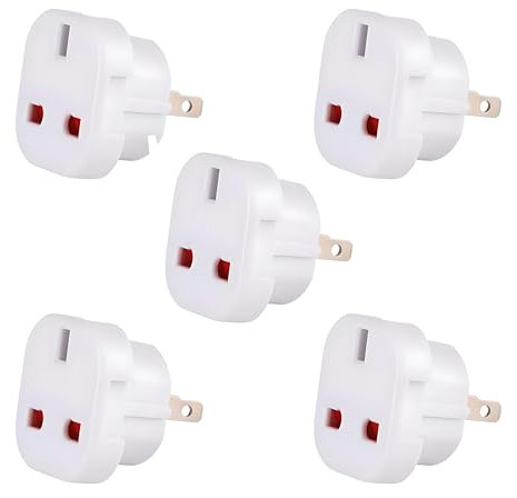 Double Dragon UK to US and Australia, 3-Pin to 2-Pin Travel Adapter | Plug Converter for USA, Canada, Japan, Thailand, Taiwan, Australia, China, New Zealand and more, Swivel Pins, Pack of 5