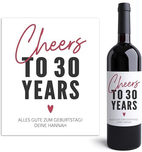 Weinetiketten personalisiert 30. Geburtstag Mann Frau Flaschenetiketten selbst gestalten Geburtstagsgeschenk Geschenk Weinflasche Wein Etiketten selbstklebend 2 Stück | 10x12 cm