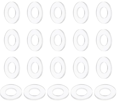PATIKIL Arandelas Planas De Nylon 20 Piezas 0.2 DI 0.39 DE 0.04 Grosor Juntas De Sellado De Plástico Anillo Espaciador Plano Para Sellado Fontanería Grifo Manguera Transparente