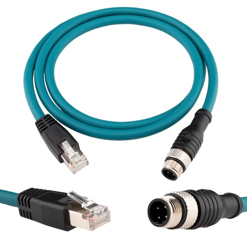 Lonlonty M12 4 Pin D-Code Maschio a RJ45 Ethernet Schermato Cat6 Cavo 26AWG Altamente Flessibile Cavo di Rete IP67 Impermeabile, Industriali Macchina Fotografica di Rete Robot Encoder Sensor 1metro