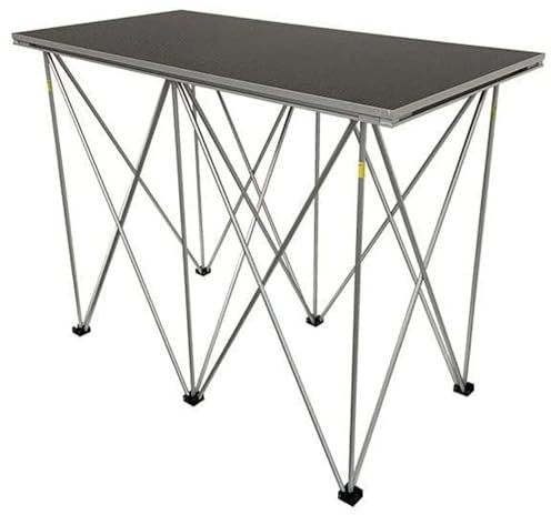 MusicalStore2005 Set Tavolo Consolle Trasportabile e Ripiegabile (60 x 120 x 90 cm) - Tavolo Professionale per DJ, Musicisti e Eventi Live, Struttura in Alluminio e Piano Antigraffio