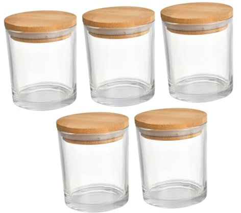CIMAXIC 5sätze Glasdosen Mit Bambusdeckel Für Kerzenherstellung Aromatherapie-kerzendosen Diy-kerzengläser Langlebig Und Praktisch Für Partys Und Wohnkultur Aufbewahrung Kleiner