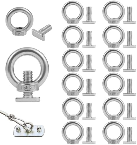 TXXATX 24 Pezzi Adattatore Dado T M8x20 mm Dadi ad Anello Acciaio Inox 304 Vite ad Occhiello bulloni a T Vite a Testa Martello per Portapacchi Baule da Tetto Portabici da Tetto Attrezzature Sportive