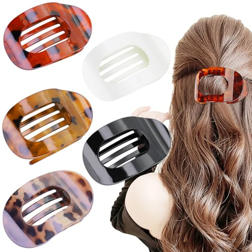 Benglatt Lot de 5 pinces à cheveux plates en forme de bec de canard - Petites pinces à cheveux plates avec motif léopard - Pinces à cheveux plates pour femme - Antidérapantes et confortables - Pour