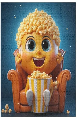 Cute Popcorn Puzzle Adults And Teenagers 1000 Pieces Wooden Jigsaw Educational Game Toy Family Decoration 78×53cm