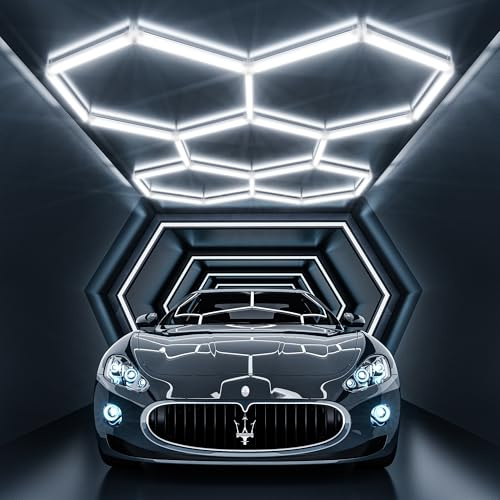 25 Pack Hexagon Led, 6500K Kaltweiß Hexagon Led Garage Light, 3-Stufig Dimmbar (30 %/60 %/100 %) , für Garage, Lagerhalle, Werkstatt, Fitnessraum, Keller, Autowaschanlage