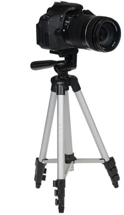 Treppiede Portatile per Telefono e Fotocamera con Testa 360° | Regolazione a 4 Snodi, Gambe a 3 Sezioni, Filetto 1/4, Lega di Alluminio e Abs, Argento