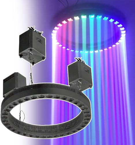 Kinetic LED Stage Lift Beam Ring Light, Multi-Color Circle Beam Light With Circle Beam Effect, RGBW 4in1| 3pcs Hoist | DM× 512, For Bar & Night Club & DJ & Commercial Stage Shows 1.2m/47in