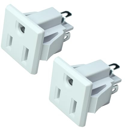2Pcs White 3 Pins US Power Socket Plug Panel AC 15A 125V Panel Mount Outlet Industrial Plug Female Connectors Adapter