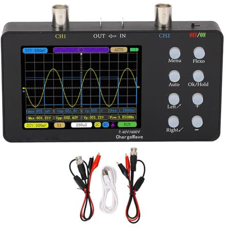 Garosa 2 Channels Oscilloscope Dual Channel Digital Oscilloscope 50M Sampling Rate 20K Storage Depth 3.2 Inch LCD Display with 12 Parameters Display for Electronics Hobbies Automotive