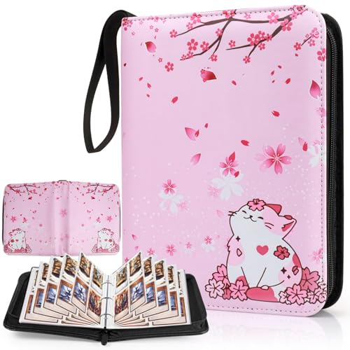 Card Binder 4 Pocket Binder for 400 Cards with 50 Removable Sleeves