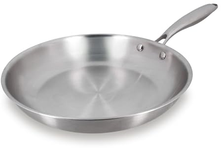 MENASTYL - Poêle inox 28 cm Trinox tous feux dont Induction - Structure 3 couches inox/aluminium - Qualité Professionnelle - Sans substances nocives - Lave-vaisselle - Poignée rivetée - 6020146