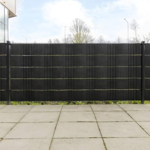Balkon-Sichtschutz 5 Stk. Schwarz 255x19 cm, Poly Rattan Sichtschutzmatte, UV-beständig, Witterungsbeständig, Garten Zaun & Balkonverkleidung