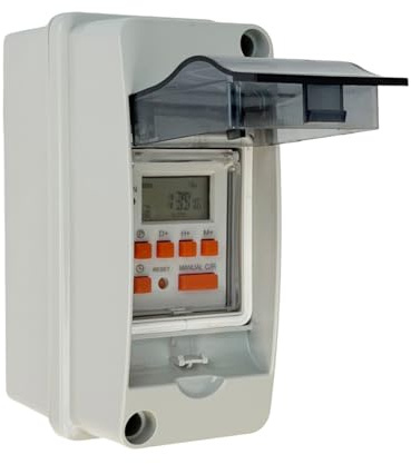 Flylin Programmable Digital Timer Switch, 85-265VAC 30A | LCD Display Time Relay for Pool Pumps Heaters Filter