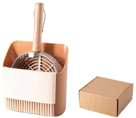 Generisch 2026 Contenedor de arena para gatos de acero inoxidable con soporte, soporte para excrementos de gato para cribado rápido, revestimiento antiadherente, colador fino grueso para todas las