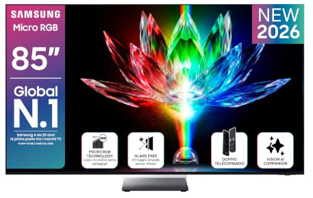 Samsung Smart TV 85 MRE85R95HATXZT Micro RGB 4K Glare Free, HDR10+, Motion Xcelerator 165Hz, Dolby Atmos, Super Picture Enhancer, Vision AI, Alexa Built-in, PACCHETTO INTRATTENIMENTO, 2026