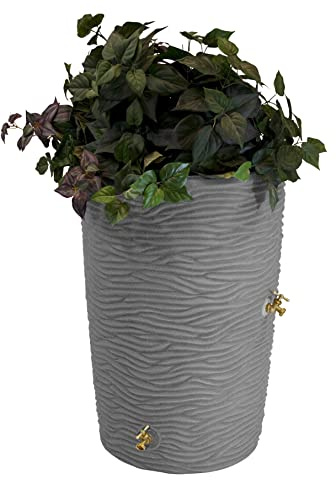 Good Ideas IMP-L50-DAR Impressions Palm Rain Barrel, 50-Gallon, Dark Granite
