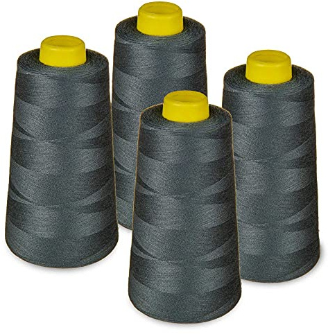 Overlockgarn Set med 4 sytrådspolar 2700 meter - 100% spole/polyester 40S/2/överlock/symaskin/handsömnad (347 mörkgrå) Lialina®