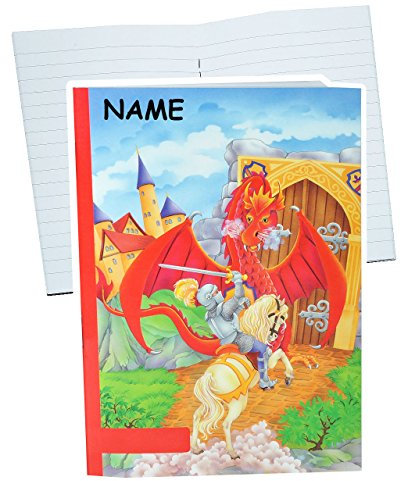 alles-meine.de GmbH Muttiheft/Oktavheft liniert incl. Namen - klein A6 mit 68 Seiten - Ritter mit Pferd/Drache Ritterburg - auch als Aufgabenheft/Vokabelheft für Jungen Kin..