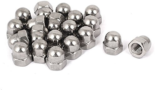 sourcing map 20pcs Écrou Borgne M8 316 Acier Inoxydable Dôme Hexagonal Clous Décoratif pour Vis Boulons Argenté