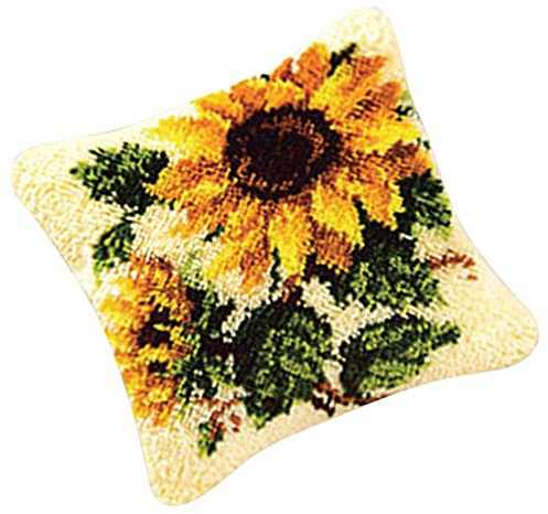 LOVIVER DIY Cushion Carpet Mat Latch and Hook Rug Kits Cover Hand Craft Embroidery Pillowcase Crocheting Sewing Handmade Kids Parents Gift