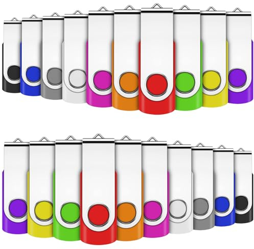 Cle USB 4 Go, EASTBULL Clé USB 2.0 Flash Drive Clef USB Pivotant Stockage Disque Mémoire Stick Pendrive (10 Couleurs 4GB*50PCS) | Plug-and-Play