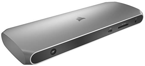 Corsair TBT100 Thunderbolt™ 3 Dock – 85W Charging, Dual 4k 60Hz Support, 2X HDMI, 40Gb/s,USB-C Gen 2 (15W) x2, USB-A 3.1 (7.5W) x2, Gigabit Ethernet – for Mac and PC laptops