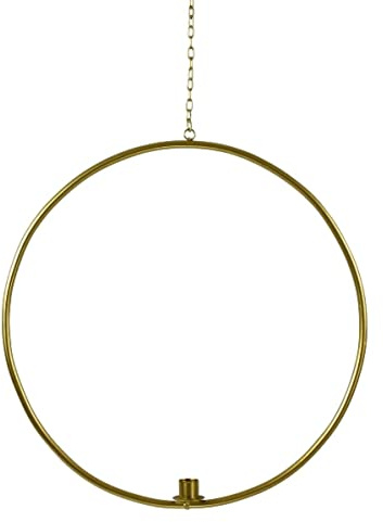 Werner Voss Metallring z. Hängen mit Stabkerzenhalter Gold D36cm Deko Ring