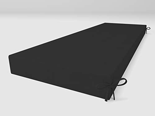 ALOHA Bankauflage Bankkissen für Gartenbank, Gartenschaukel, Gartenmöbel, Terrasse, Rasen, Sitzbank-Kissen Bankpolster Auflage (Schwarz / 160x40x8cm / 1 Stück)