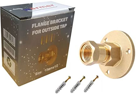 Wärmer System Wandplatten-Flanschhalterung für Außenhahn mit 15 mm Rohranschluss, 1,27 cm BSP-Gewinde, Messing, Gold