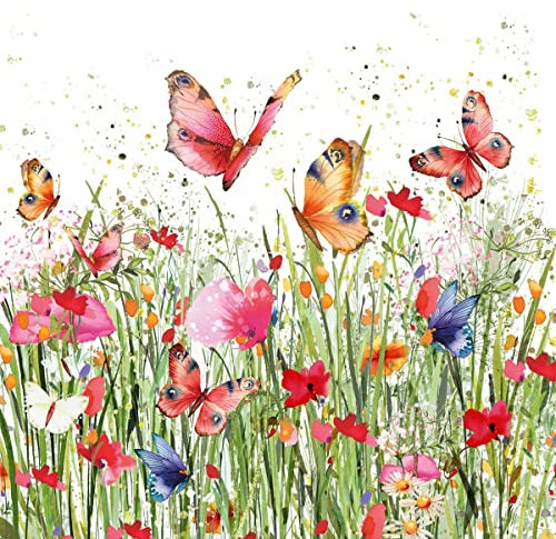 Servietten Blumen 20 Servietten Blumenwiese voller Schmetterlinge | Blumen | Frühling | Sommer | Tischdeko 33x33cm
