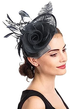 Fascinators Hut Blume Damen Mädchen Haar Mesh Feder Clip Elegant Haarklammer Schleier 20er Jahre Kopfschmuck Cocktail Tea Party Kopfbedeckung Pillbox Stirnband Haarnadel Haarschmuck Hochzeit Kirche