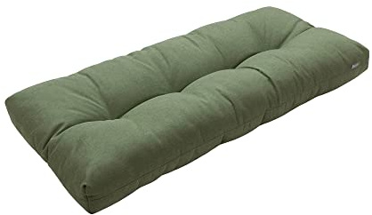 Magpie Fabrics Indoor Outdoor Bench Cushion 45x18, Non-Slip Tufted Water Resistant Long Seat Pads, Patio Loveseat Cushion for Window, Garden, Swing, Settee - Green