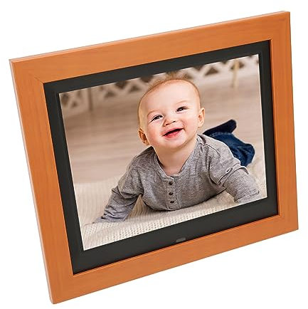8,7 Zoll Große Digitale Bilderrahmen aus Holz, Auflösung 1024 X 768, MP4-MP3-Video-Musik-Player, Uhrkalender, Mehrsprachig, SD-MMC-Erweiterung, Tisch- und Wandmontage Möglich