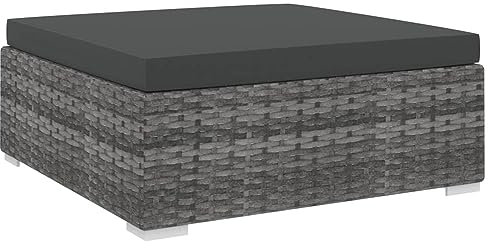 Homgoday Modulare Fußstütze 1 Stück mit Kissen aus Polyrattan grau, Schlafsofa Wohnzimmer Couch, Sofas für den Außenbereich für den Garten, Sofa für den Garten, Wohnzimmer, Terrasse, Outdoor, Möbel