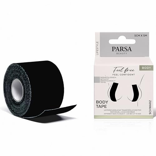 PARSA BEAUTY BodyTape, 5cm x 5m, Boob Tape für perfekten Halt und Komfort | Brusttape für jeden Anlass, Body Tape für Damen, hochwertige Funktionalität mit modischer Eleganz, Sicherer Halt
