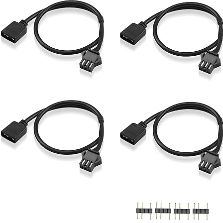 GINTOOYUN ARGB-Verlängerungskabel - 0.98FT (Stil 4) mit 3-Pin weiblichem ARGB-Stecker und adressierbarer 5V RGB-Verlängerung für RGB-Fans und LED-Streifen