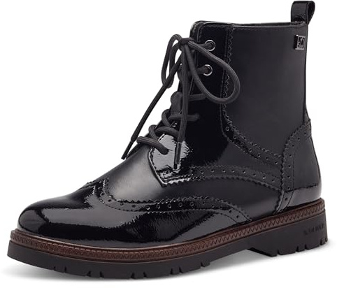 s.Oliver Bottines plates en dentelle pour femme 5-25232-43, Noir, 38 EU