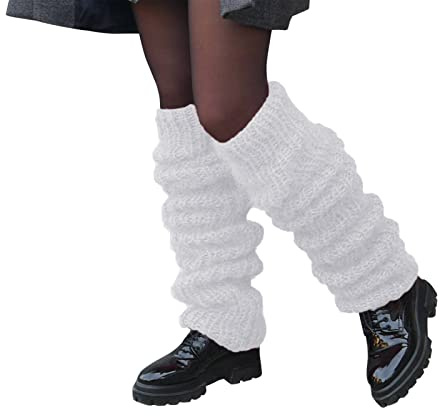 Kswlwccpp Stulpen Damen Schwarz: Warm Bequem Extra Weit Fell Beinwärmer Leg Warmers Weich Winter XXl Gestrickt Beinstulpe Stulpensocken Flauschig Lang Stulpen Kniestrümpfe
