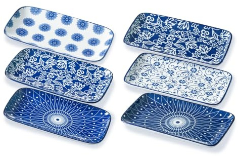 Gibsimi Juego de platos rectangulares para servir, platos rectangulares de cerámica de 8.3 pulgadas, aptos para horno, microondas y lavavajillas, plato de porcelana para ensalada, aperitivos, sushi,