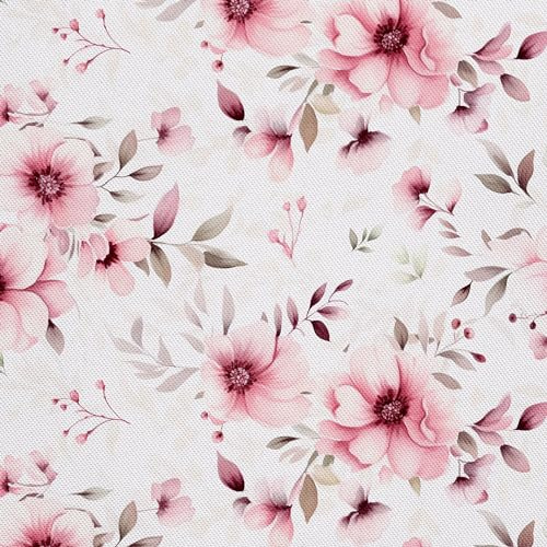 HEKO PANELS Stoff Oxford Wasserdichte Meterware Canvas-Stoff Polyester Nähstoff Dekostoffe Handwerken Wasserabweisend Blickdicht Blumenmuster Blumen Aquarell Wasserfarbe 1 Meter 155 x 100 cm DX2522