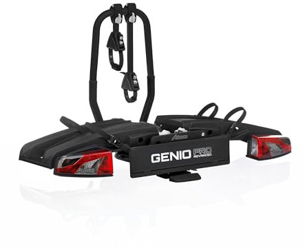 Atera 022785 PKW Fahrradträger Genio Pro Advanced, faltbar mit Leuchten - für 2 Fahrräder oder E-Bike - Black Edition