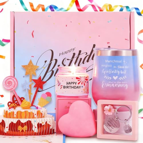 MUJUZE Geburtstagsgeschenk für Frauen,Geschenk Freundin Geburtstag,Weinbecher Geschenkset Frau Geburtstag für Beste Freundin Schwester,BFF,Damen,Arbeitskollegin,Birthday Gift for Women