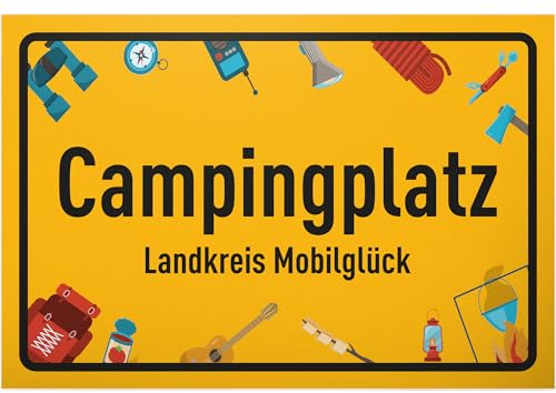 DankeDir! Campingplatz - Schild 30 x 20 cm - Witzige Camping Deko - Spruchschild für Camping Fans - Geschenkidee für Camper - Lustiger Spruch Wanddeko Türschild für Wohnmobil & Wohnwagen