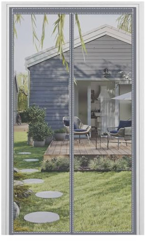 Magnetische Fliegengittertür 80 x 210 cm, Moskito-Magnet-Türschutz, hält Fliegen, Insekten und Käfer fern, robustes Netzgitter Türen Magnete, Vollrahmen-Magnetband