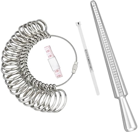 Ring Sizer UK Ring Measurement Tool, Aluminum Ring Mandrel Dual Size Measuring Finger Gauge A-Z Metal Steel Jewellery Tool Measure Scales Kit for Women Men Rings