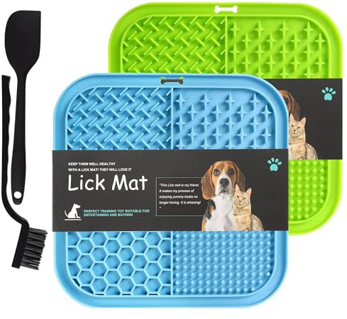 BASVII 2 PCS Tappetino Leccare Cane e Gatti con Ventose,20x20 cm,Lick Mat per Cani