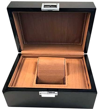 quodsrtas Uhrenbox-Organizer, Uhrenetui, Uhrenbox, schöne Uhrenvitrine, Schmuckaufbewahrungsbox, schwarz mit weichem Kissen, Uhrenbox-Beweger, Uhrenständer, Uhrenbox