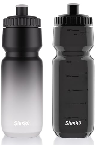SLUXKE Squeeze Water Bottle 32oz, 2Pack Bike Water Bottle Leak Proof, 1000ml BPA Free for All Fitness and Cycling Fast Flow Valve